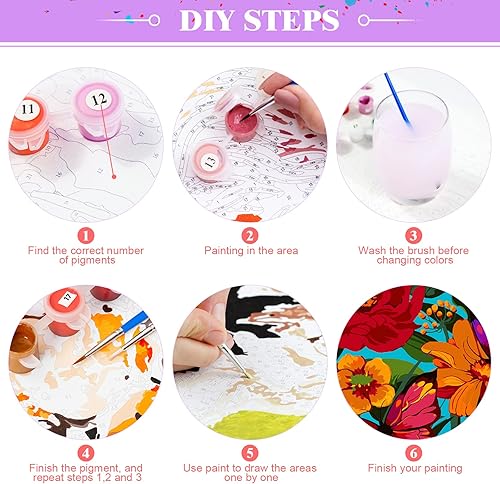 Miniatura 3 de Pintura por números para adultos, flores de primavera, mariposa, kit de pintura predibujada al óleo para principiantes, lienzo de 16 x 20 pulgadas