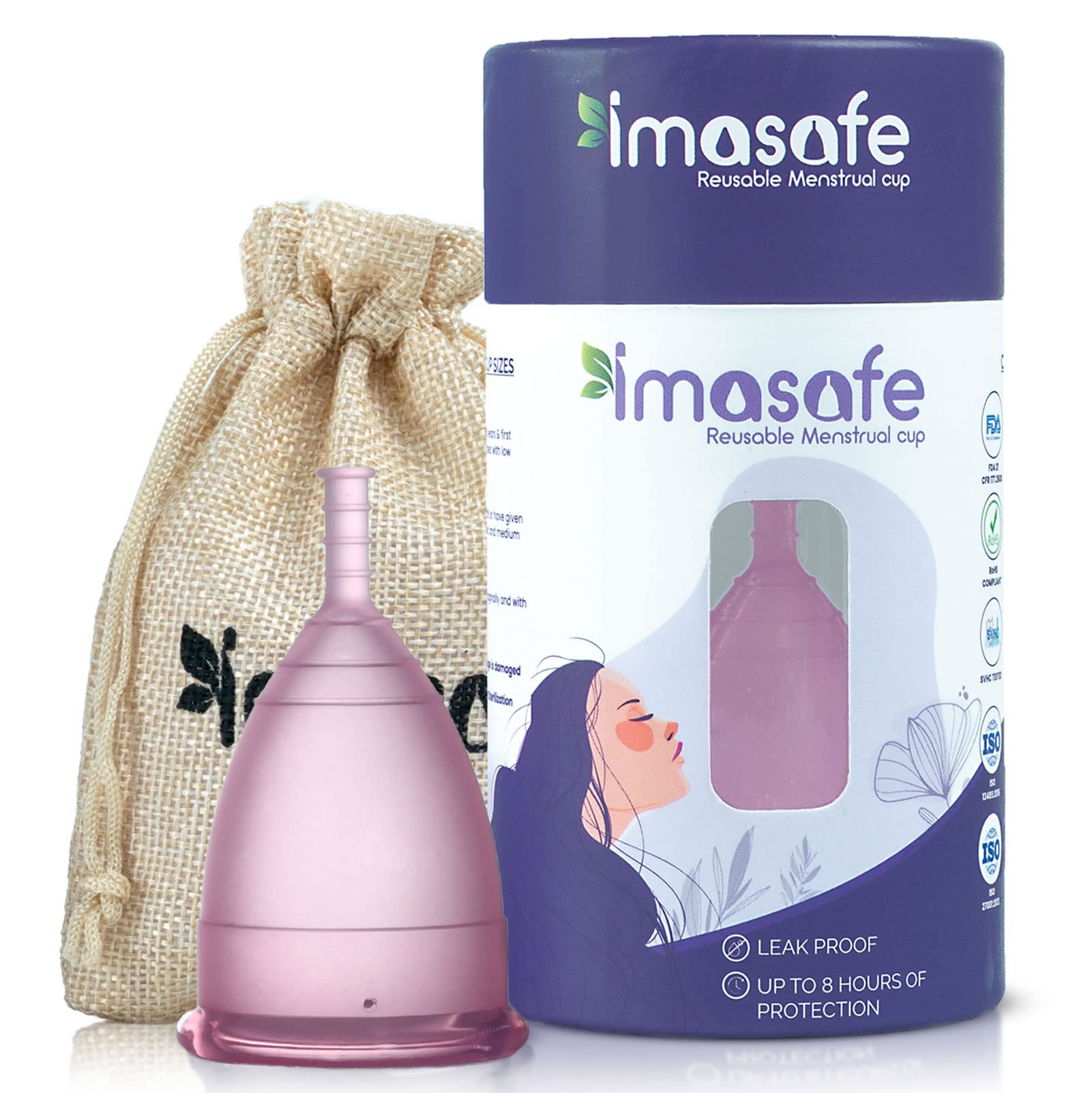 Imasafe Reusable Menstrual Cup for Women 100% Medical Grade Liquid Silicone |Ultra Soft, Odour & Rash Free Cups. (Large, Pink)-image-39
