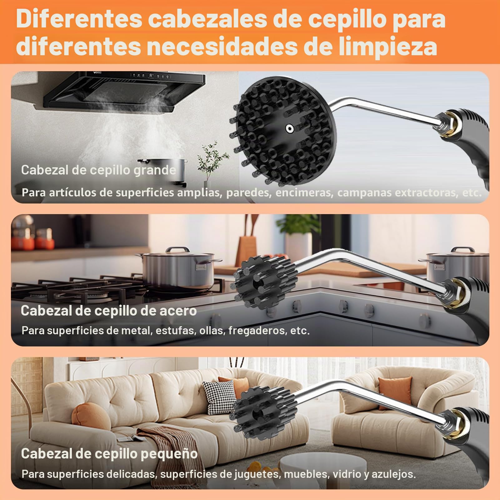 3800W Limpiador a vapor de alta temperatura para detalle de automóviles y limpieza de múltiples superficies, vapor a presión de 105.0 °C, tanque de 1L, 6 ajustes ajustables, vaporizador portátil