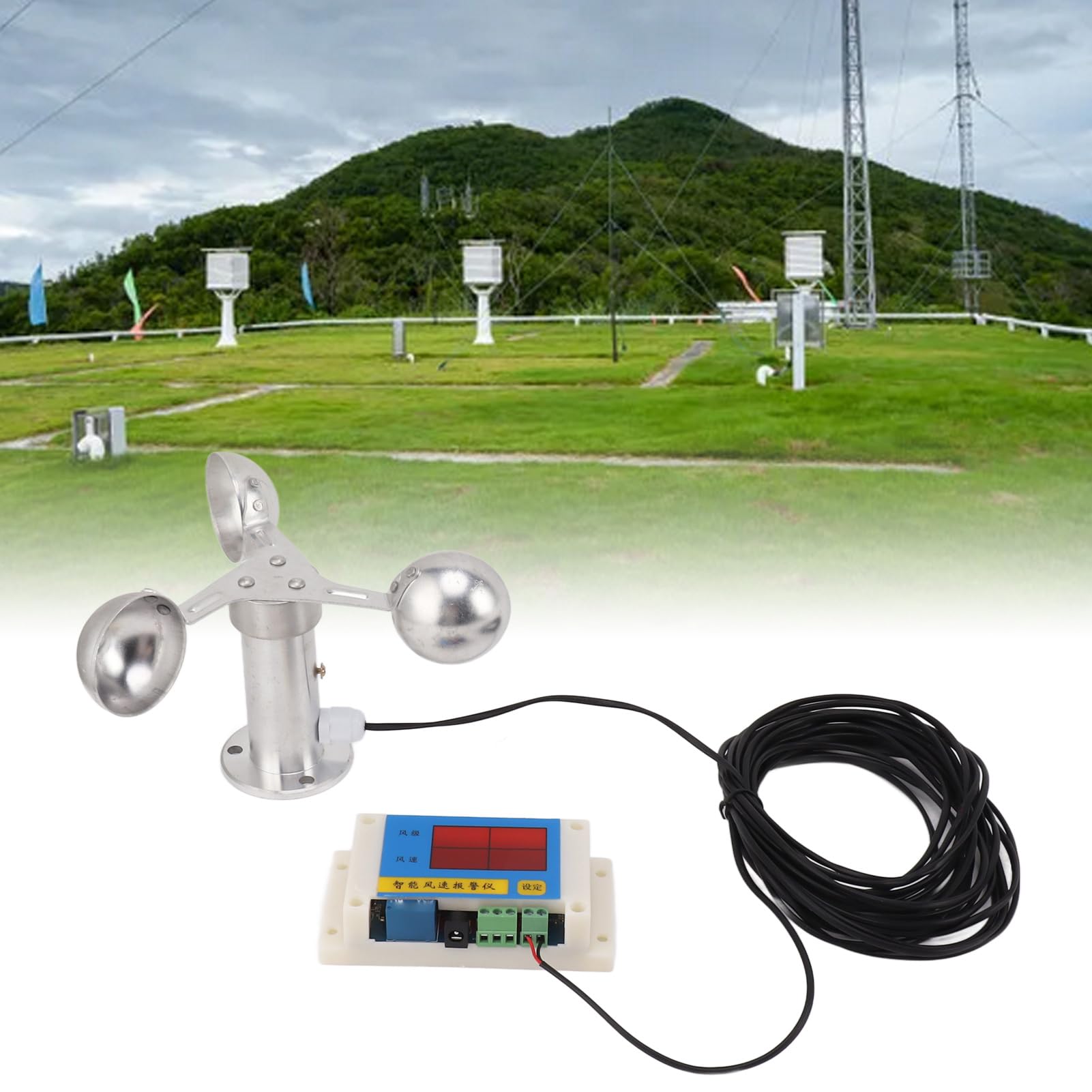 Qcwwy Anemometro Professionale per Gru a Torre, Misuratore di velocità del in Lega di Alluminio con Misurazione a 360 Gradi, Dispositivo di Allarme per Costruzioni, Ferrovie, Stazioni Meteorologiche