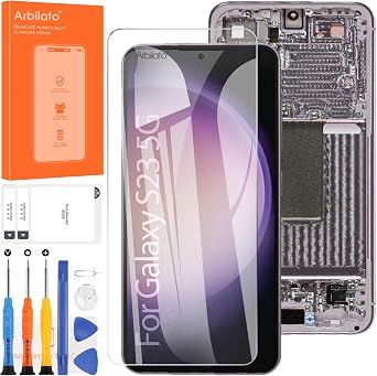 AMOLED Screen for Samsung S23 5G Screen Replacement S23 LCD Screen SM-S911B Touch Display Digitizer Assembly Repair Parts with FrameBlack with Fingerprint FunctionOnly for US Version Purple