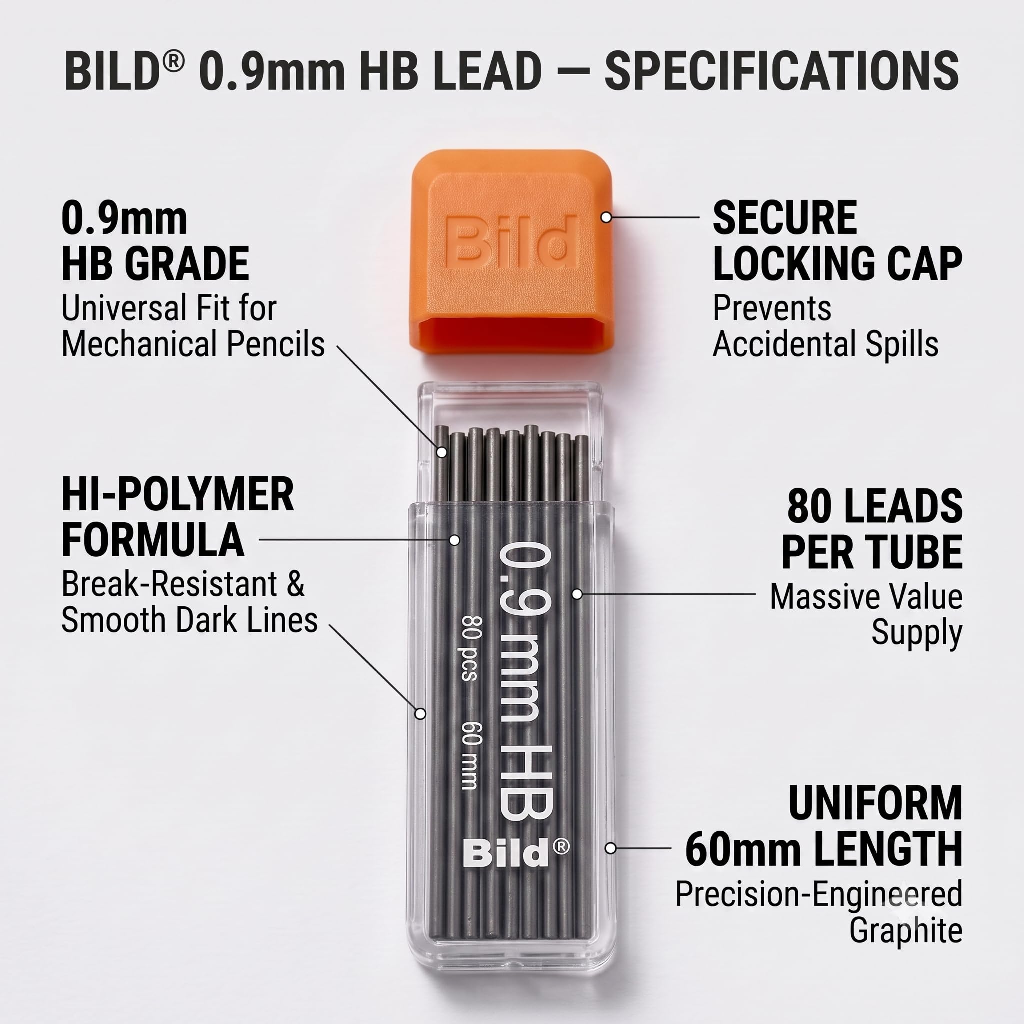 Bild 800 Premium 0,9 Minen für Druckbleistifte (HB Mega, 0,9 mm)