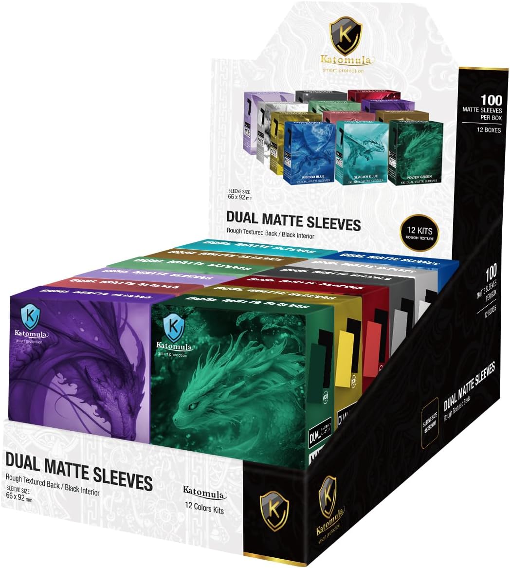 1200PCS MTG Card Sleeves, Katomula 12 Colors Dual Matte Card Sleeve with Black Interior & Smooth Shuffle, Standard Size Deck Card Sleeves for MTG, PKM, TCG and Game Cards