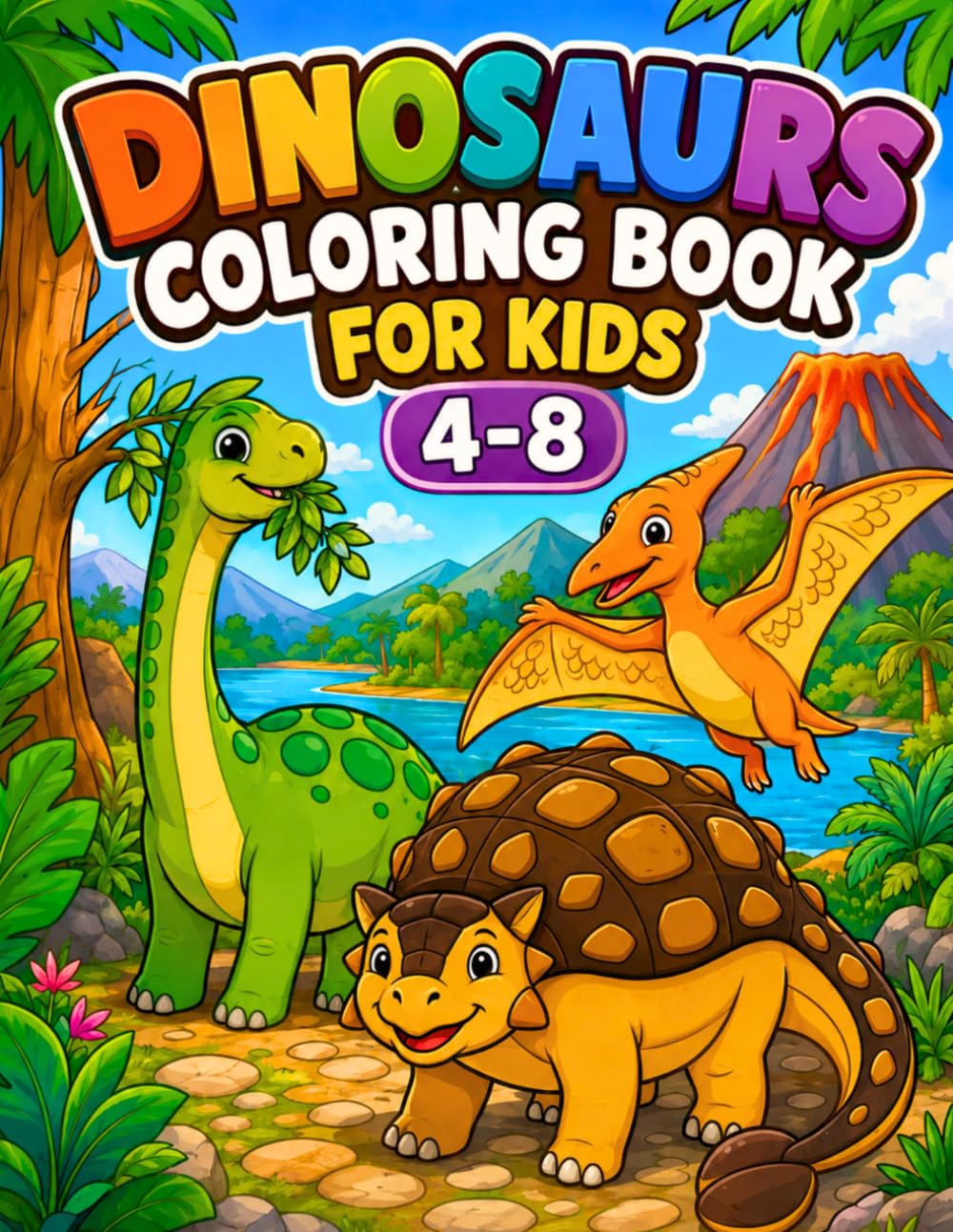 Dinosaurs Coloring Book for Kids Ages 4-8: 50 Unique Dinosaur Coloring Pages