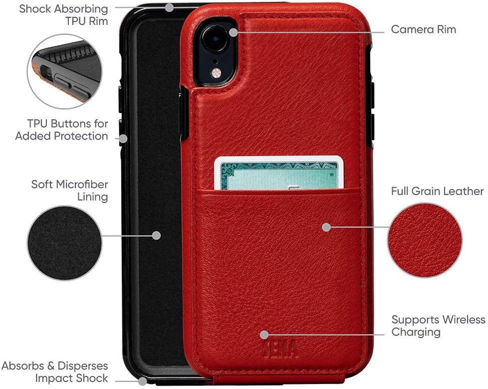 Sena Cases, Wallet Skin Leather Case iPhone XR - Wireless Charging Compatible -Black