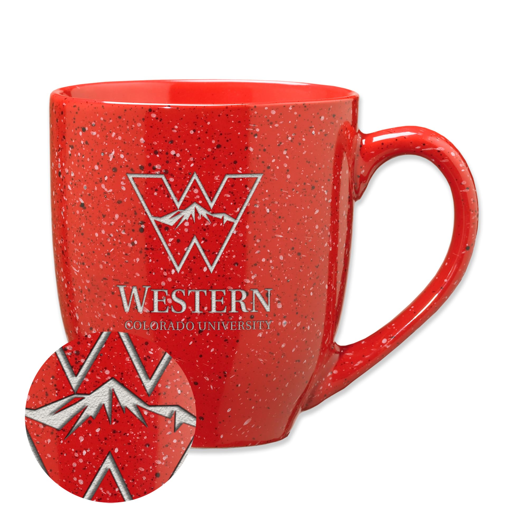 Rico Industries NCAA Western Colorado Mountaineers Primary Logo Red 16 oz Team Color Laser Engraved Speckled Ceramic Coffee Mug — image 1