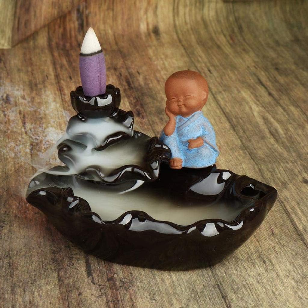 Ornaments, Ceramic Incense Burner-Incense Burner, Backflow Incense Burner Holder Ceramic Incense Holder Ceramic Ornament Gift Monk or Fisherman