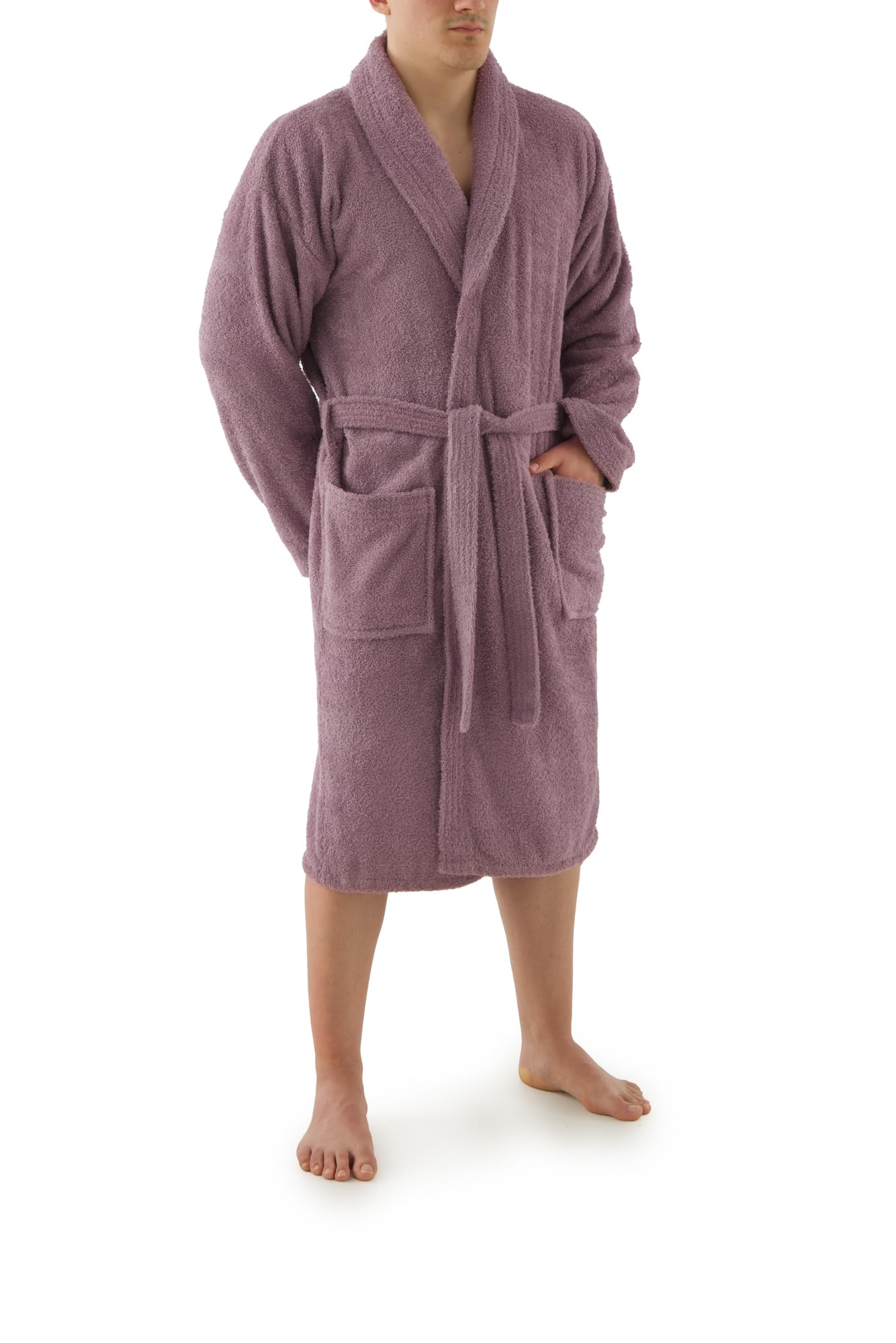 Top Towel - Elegancki - Szlafrok damski i męski 100% bawełna, 500 g/m² - Opcja z kapturem lub bez kaptura - Miękki i chłonny do prysznica, spa i basenu, fioletowy, M