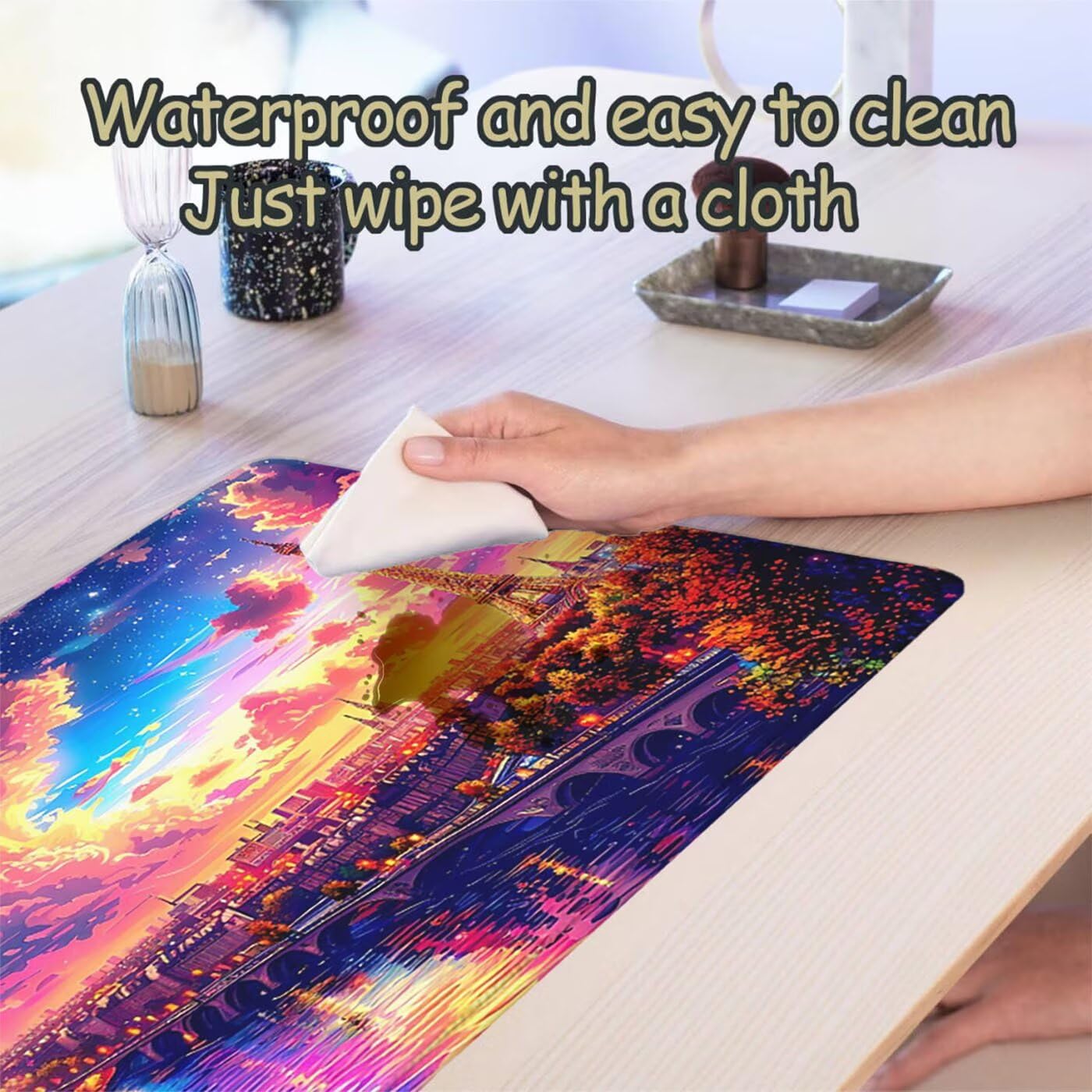 Podkładka pod mysz XXL 1200 x 600 mm duża podkładka pod mysz dla graczy kolor pod ręką biurko szyte krawędzie wodoodporna antypoślizgowa do komputera, laptopa poprawia precyzję i szybkość, miasto S