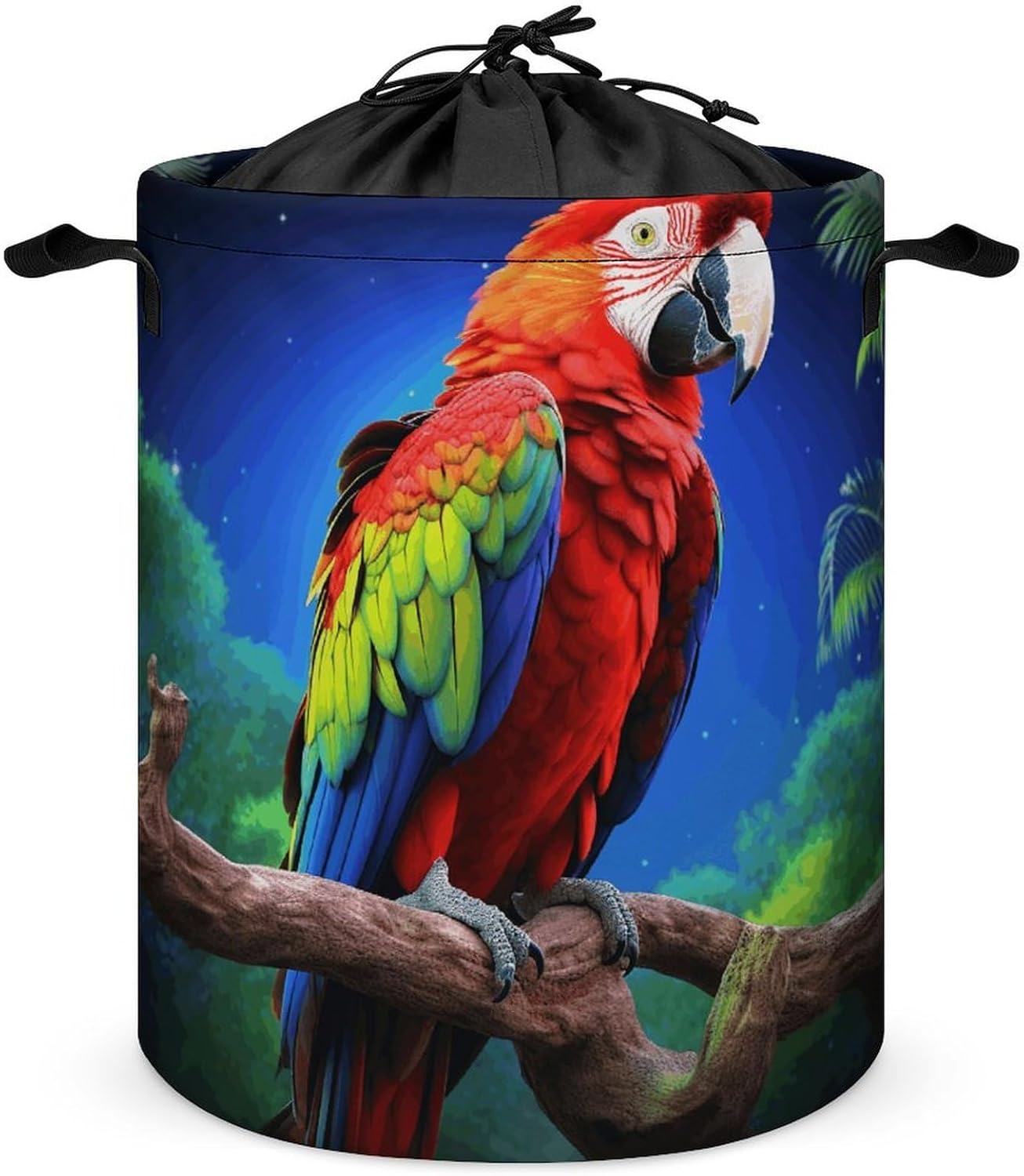 Parrot Laundry Basket Collapsible Clothes Hamper with Reinforced Handles Large Capacity Waterproof Laundry Bag Freestanding Laundry Hamper for Bedroom Bathroom