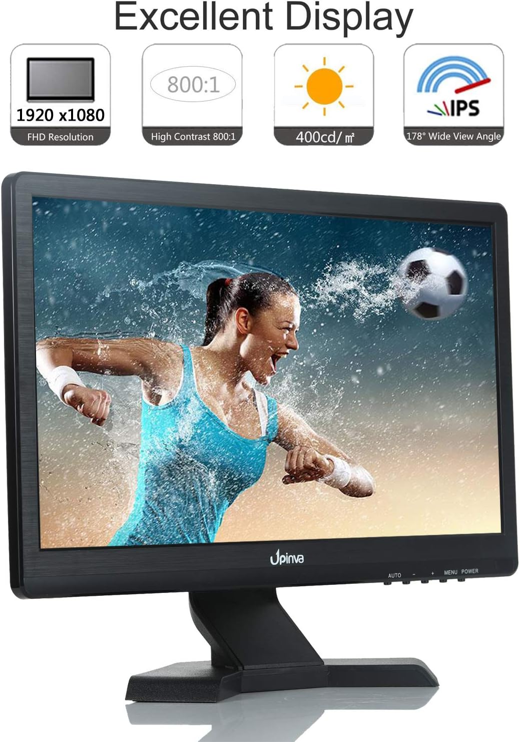 15.6 inch Professional IPS Monitor LCD Display Security Camera Office PC Mobile Monitor 1920x1080 Full HD Multifunctional Gaming Monitor with HDMI BNC VGA AV USB Input Surveillance Camera with Stand1
