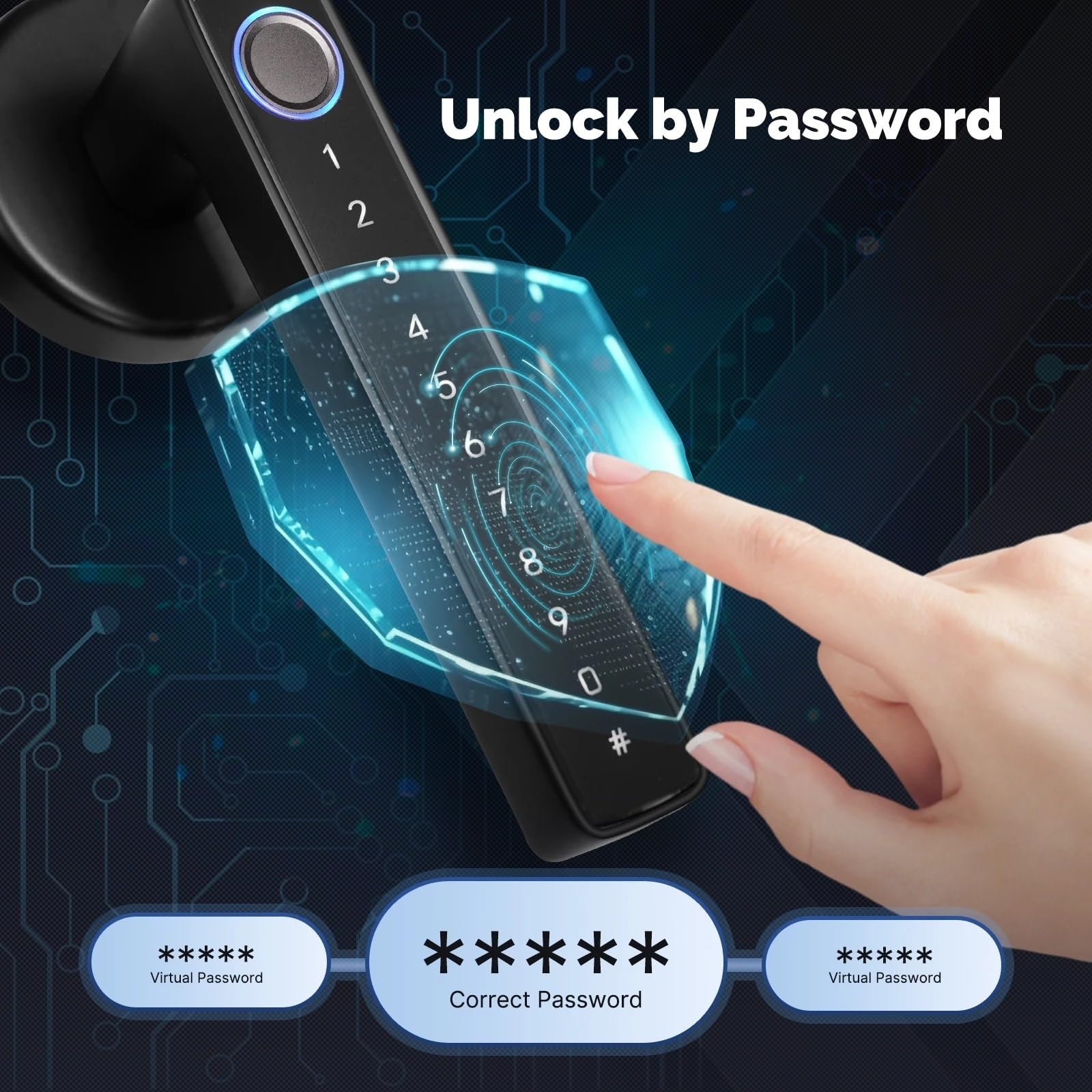 Smart Lock, Bluetooth Inteligentny zamek do drzwi z czytnikiem linii papilarnych Elektroniczne hasło Zdalne odblokowanie aplikacji Hotel Apartament Biuro Wynajem Dom