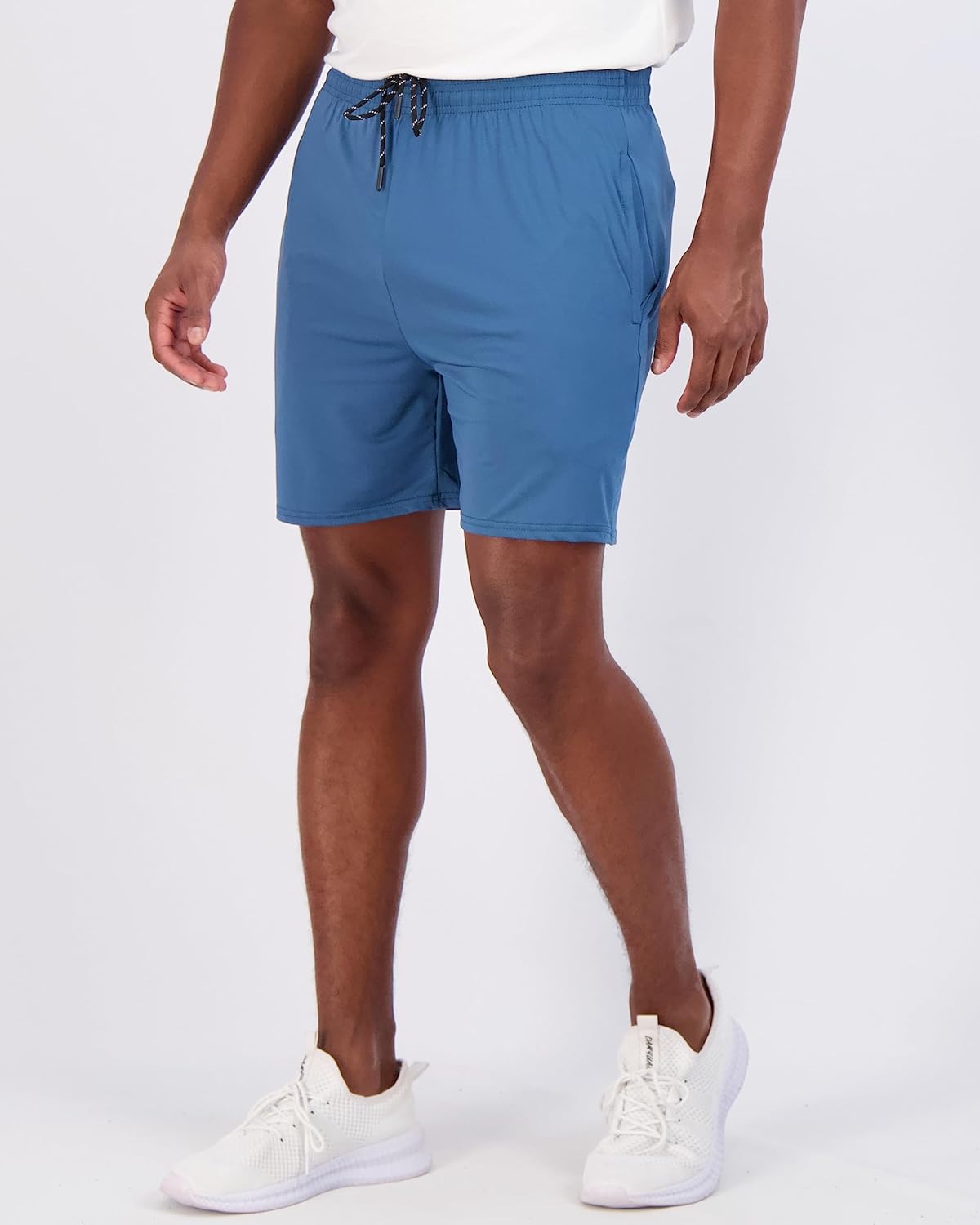 Real Essentials 5 Pack: Men's 5" Inseam Dry-Fit Running Workout Shorts - Pockets & Drawstring (Available in Big & Tall) - Image 2