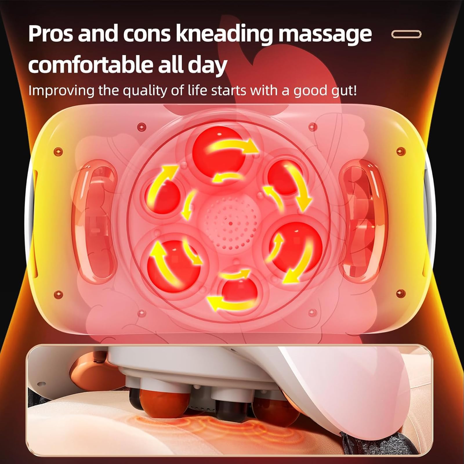 Masseur Abdominal Électrique, Masseur De Cellulite Abdominale, Ceinture Amincissante Sans Fil, 5 Modes Et 3 Niveaux D'intensité Réglables, Pétrissage Shiatsu 3D Pour Des Problèmes Comme L'indigestion