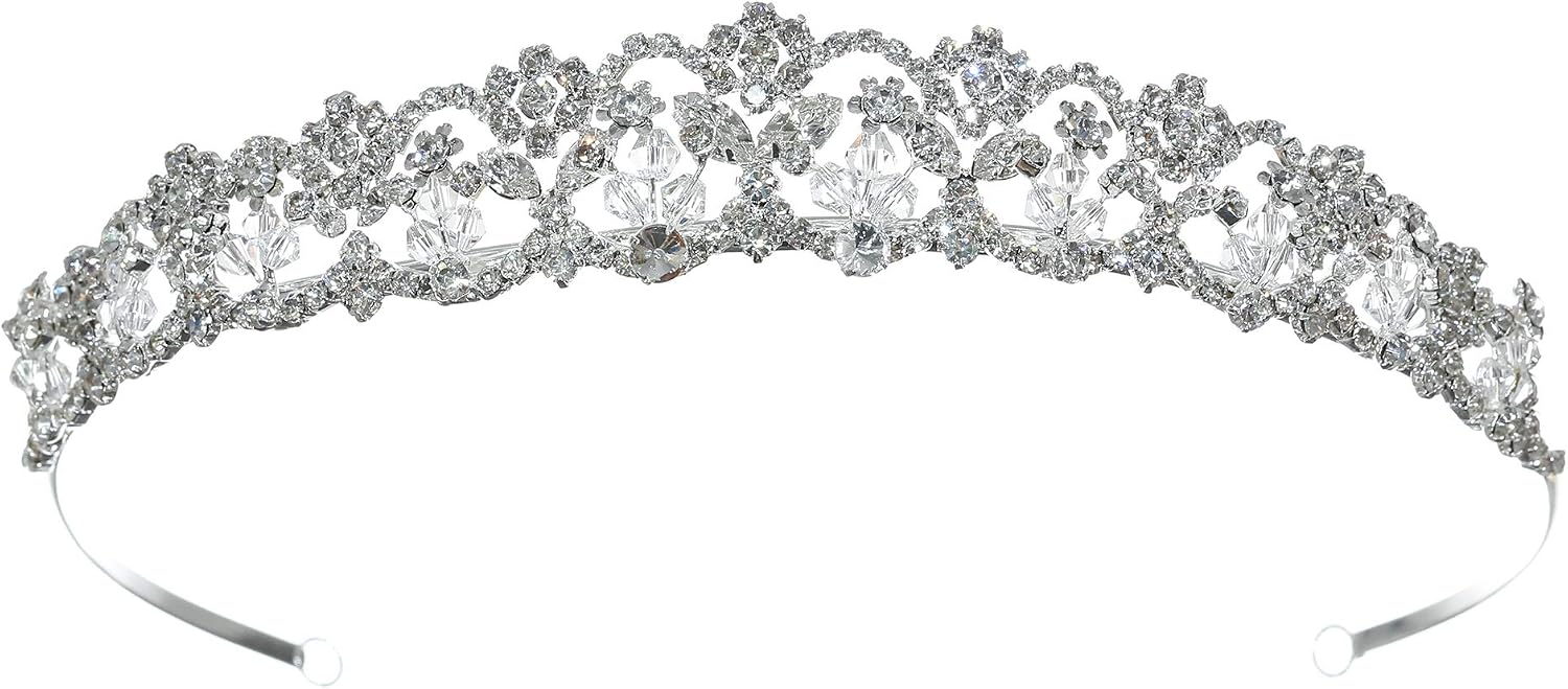 SAMKY Bridal Wedding Tiara Rhinestone Crown Crystal Headpiece Bride's Hair Accessories