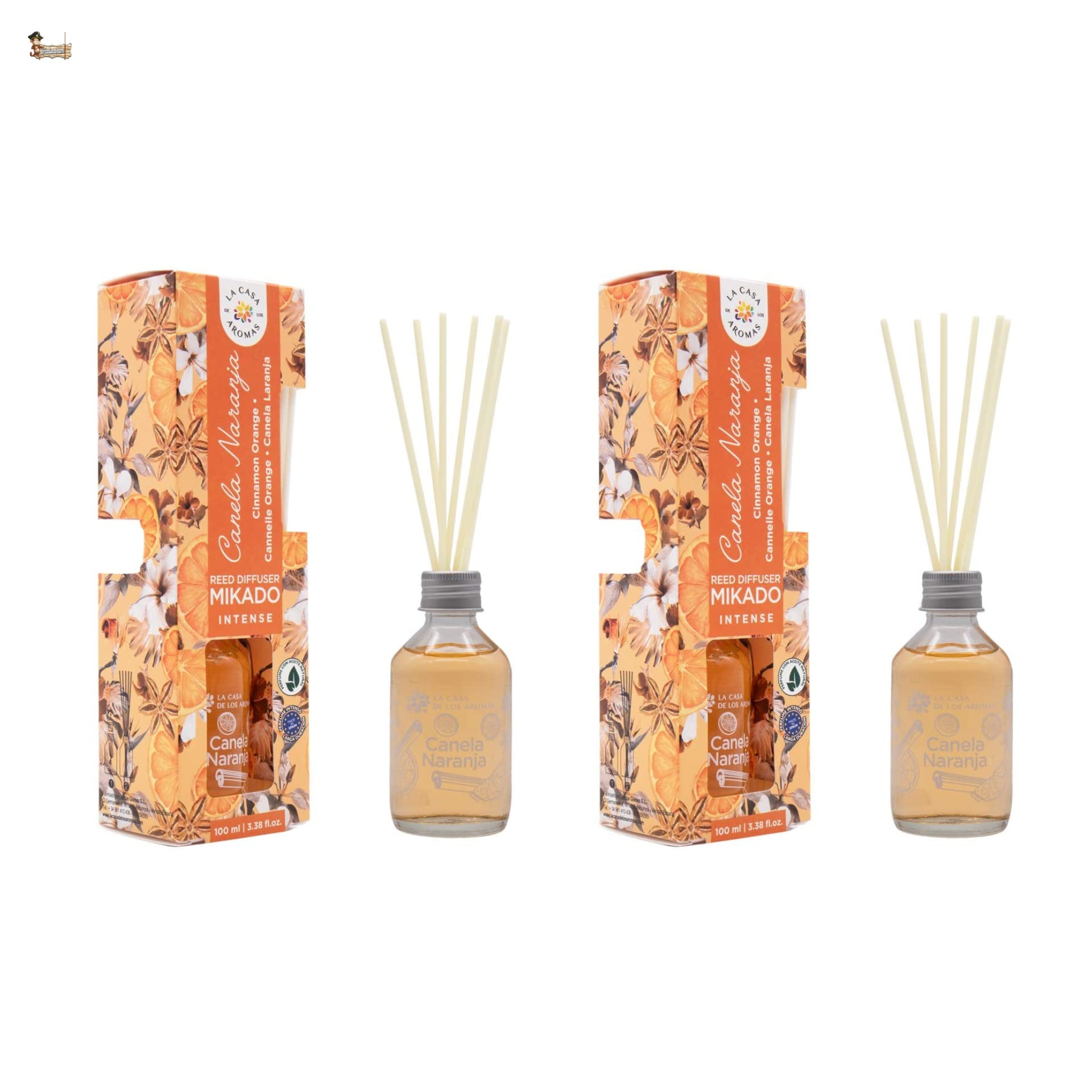 BricoLoco.com. Mikado 100ml intensywny aromat cynamonowy pomarańczowy. Wygodniejszy i bezpieczny niż świece. Odświeżacz powietrza do domu, pomieszczenie. (2)