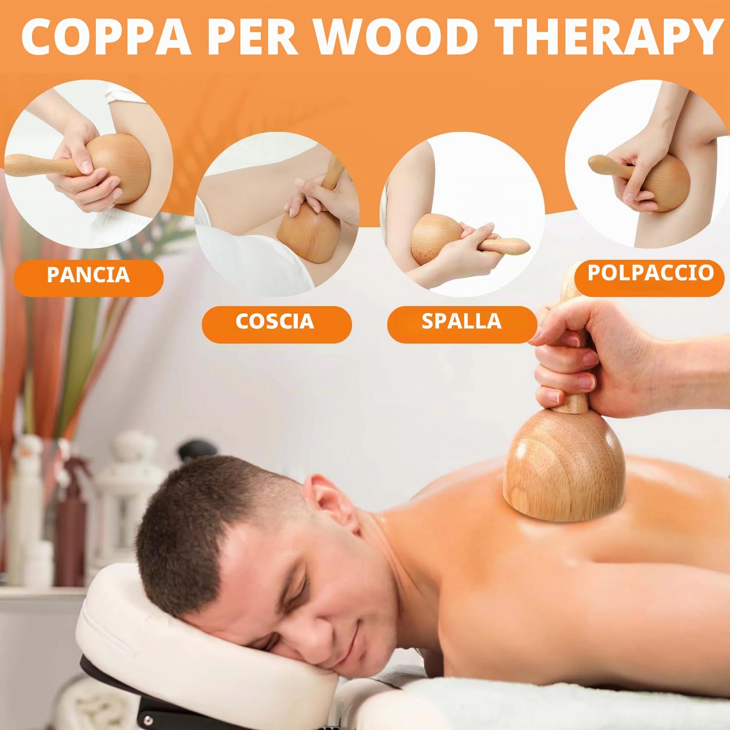 Strumenti per massaggi per terapia del legno per contouring e modellatura del corpo (5 pezzi), kit per maderoterapia con massaggiatore per drenaggio linfatico, strumenti per scolpire il