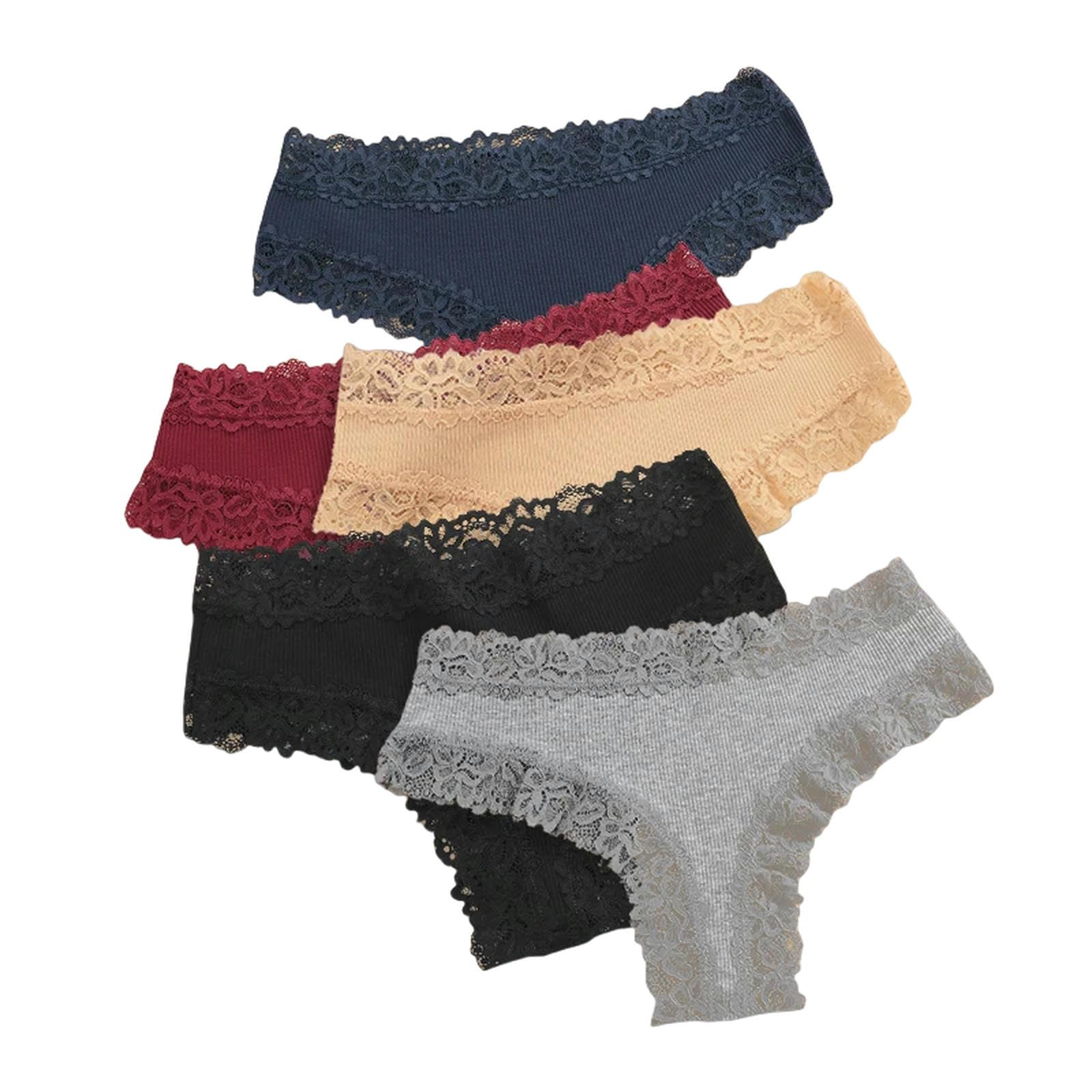 Bielizna damska, zestaw 5 sztuk, damskie koronkowe bezszwowe bawełniane majtki Sexy Pants żebrowane oddychające bielizna Soft Plus Size komplet bielizny 13-m