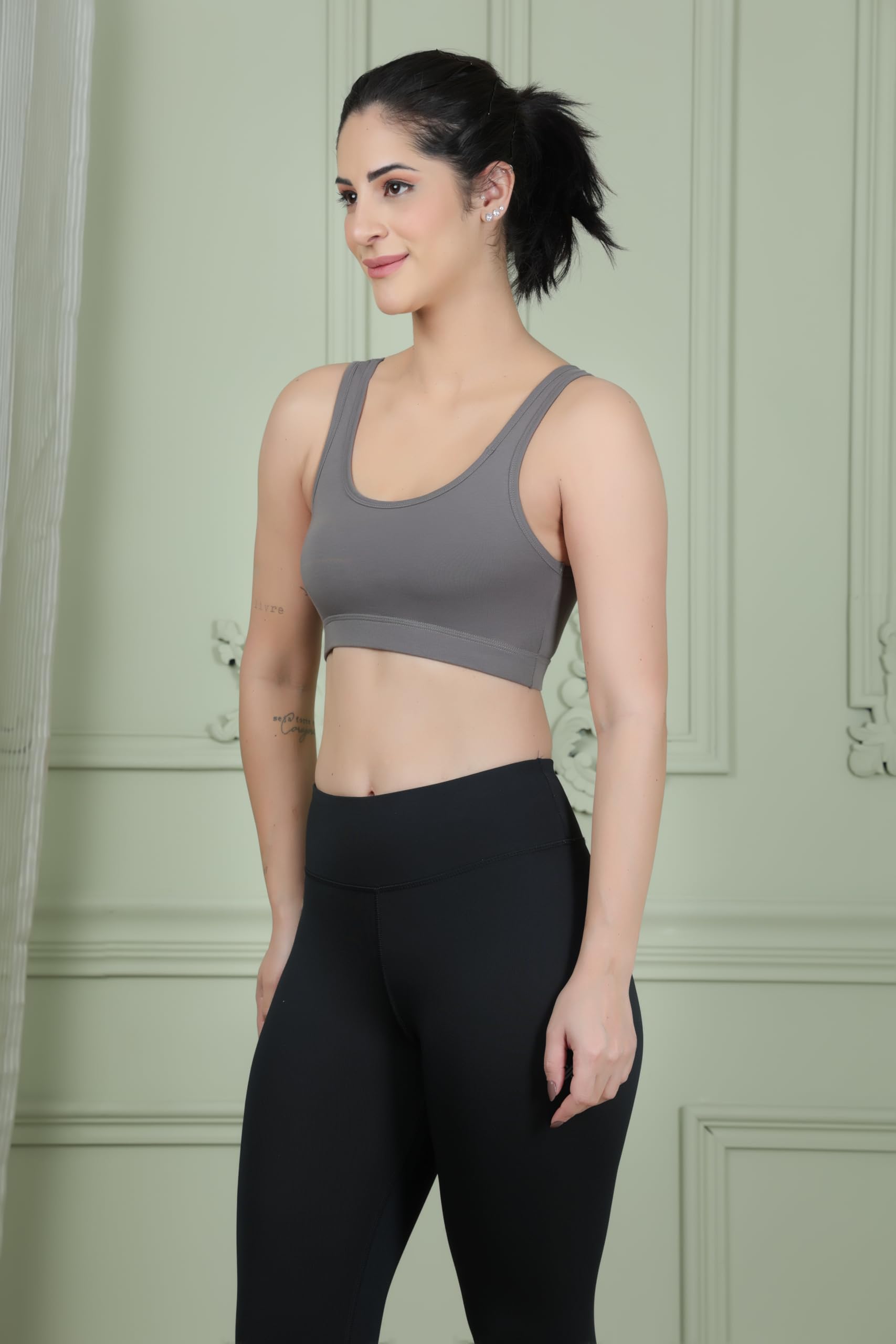 Celary Women's Cotton Wire Free Classic Non-Padded Full Coverage Bra (Pack of 2) (SportW-(L.Pink-Grey)-34_Light Pink, Green - Image 5 thumbnail