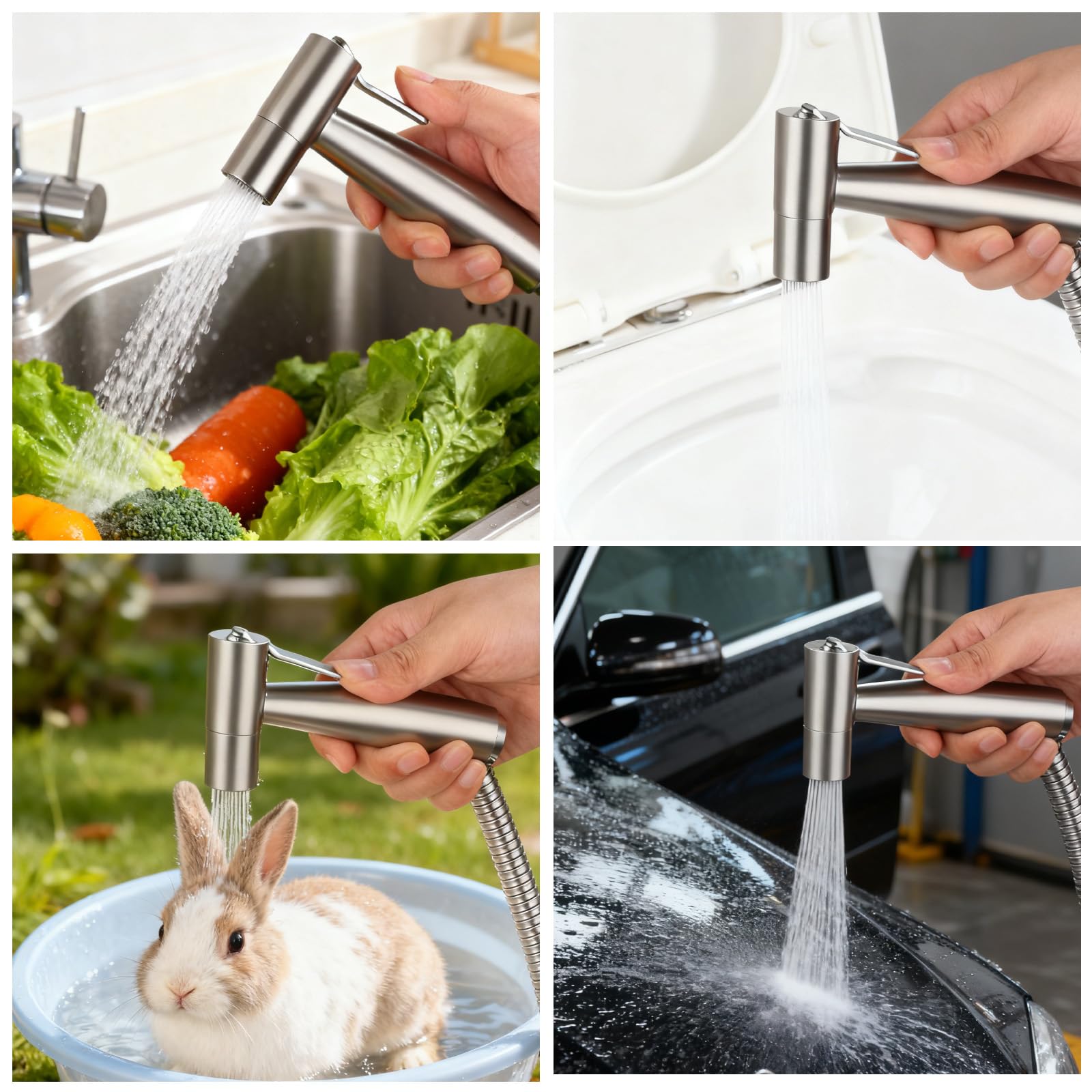 Doccetta per Bidet, Doccino per Bidet Portatile in Acciaio Inossidabile, Bidet WC con Doppia Modalità, Idroscopino Alta Potenza, Doccia con Deviatore 2 Vie per Pulizia Pannolini, Toilette