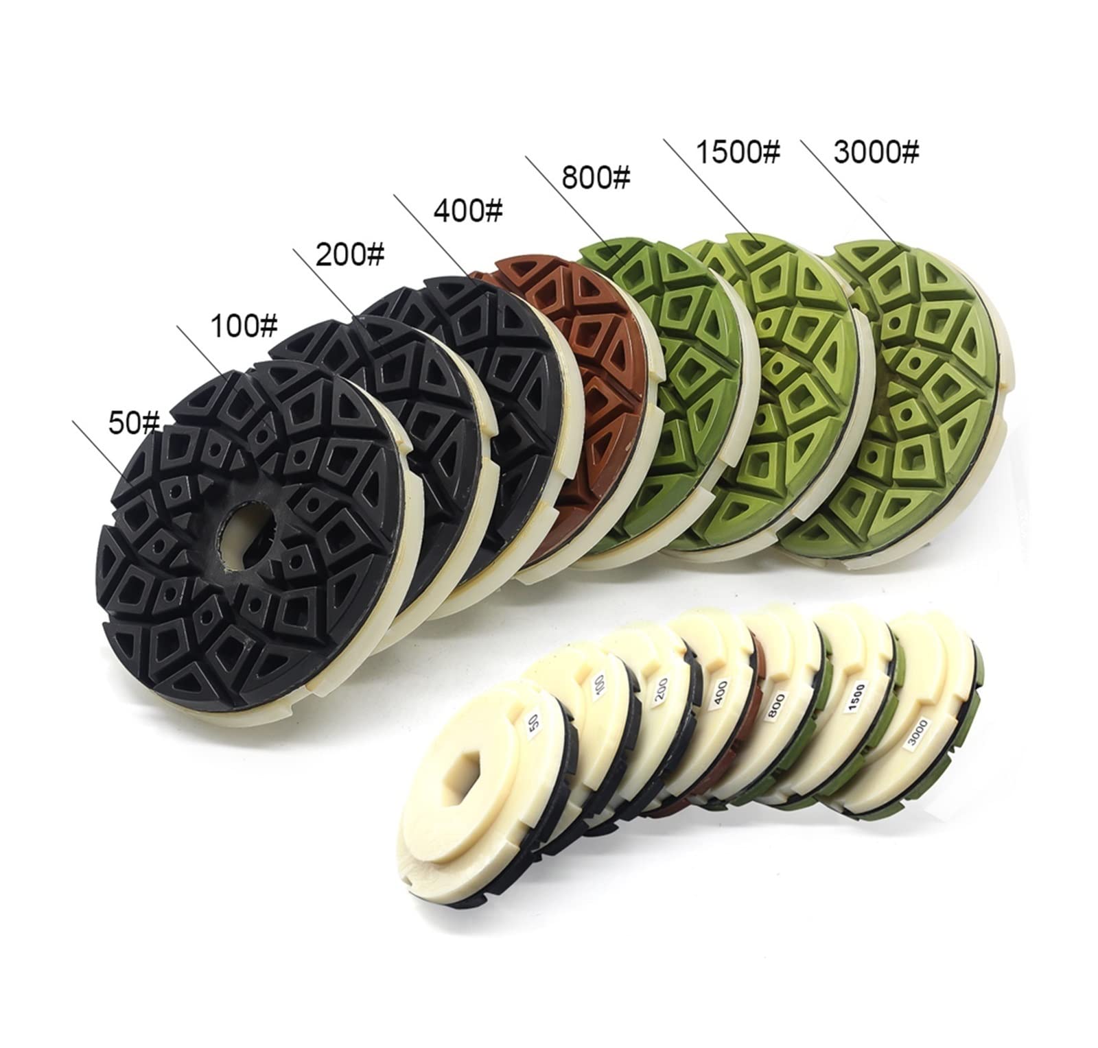 CAREG 7 unids/Set 5 Pulgadas 125mm Almohadillas de Pulido de Borde de Diamante Disco de molienda Circular Apto for pulir Granito, Borde de Piedra de ingeniería de mármol Durable