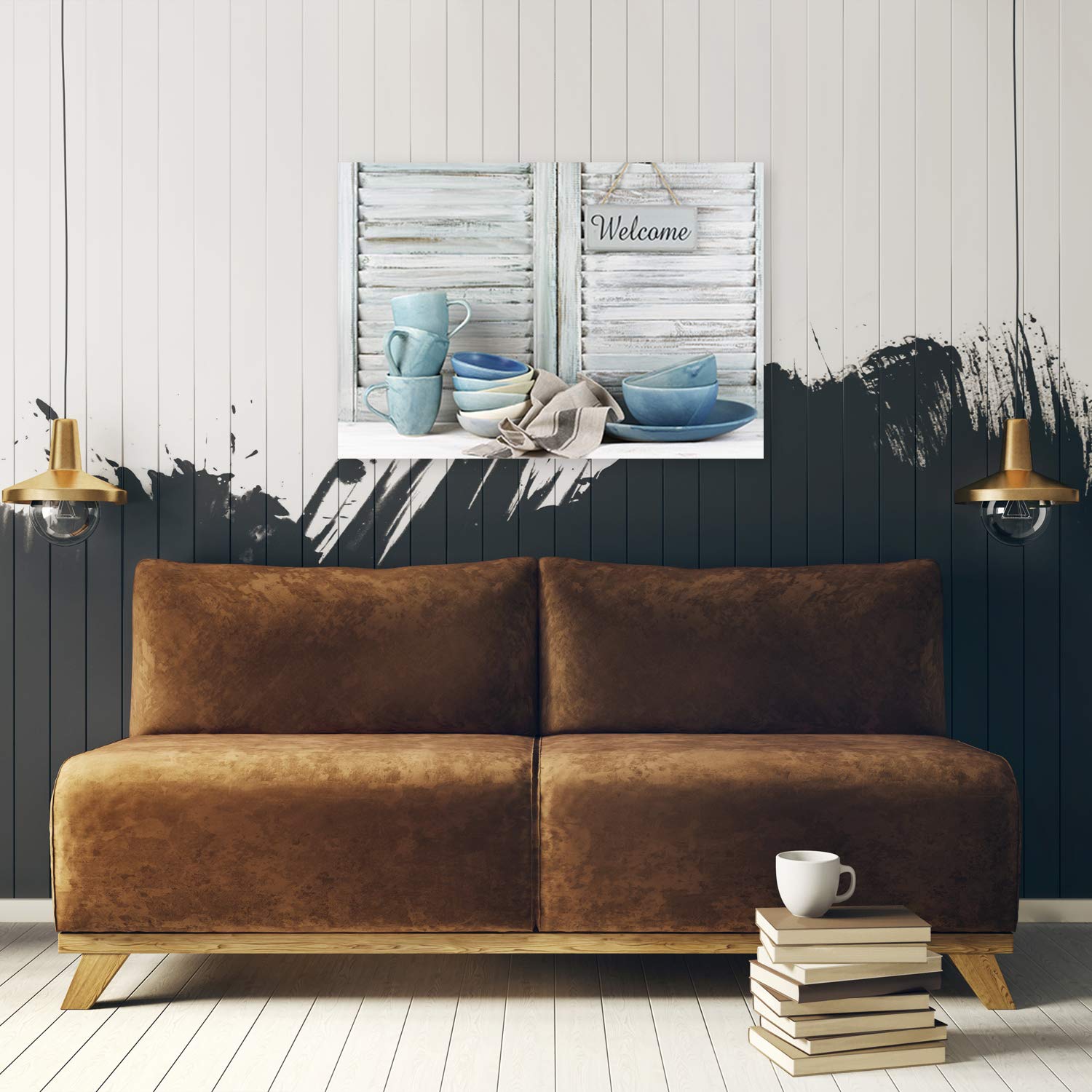 Leinwandbild XXL für Wohnung Wandbild Kunst rustikal Grau 120x80 cm