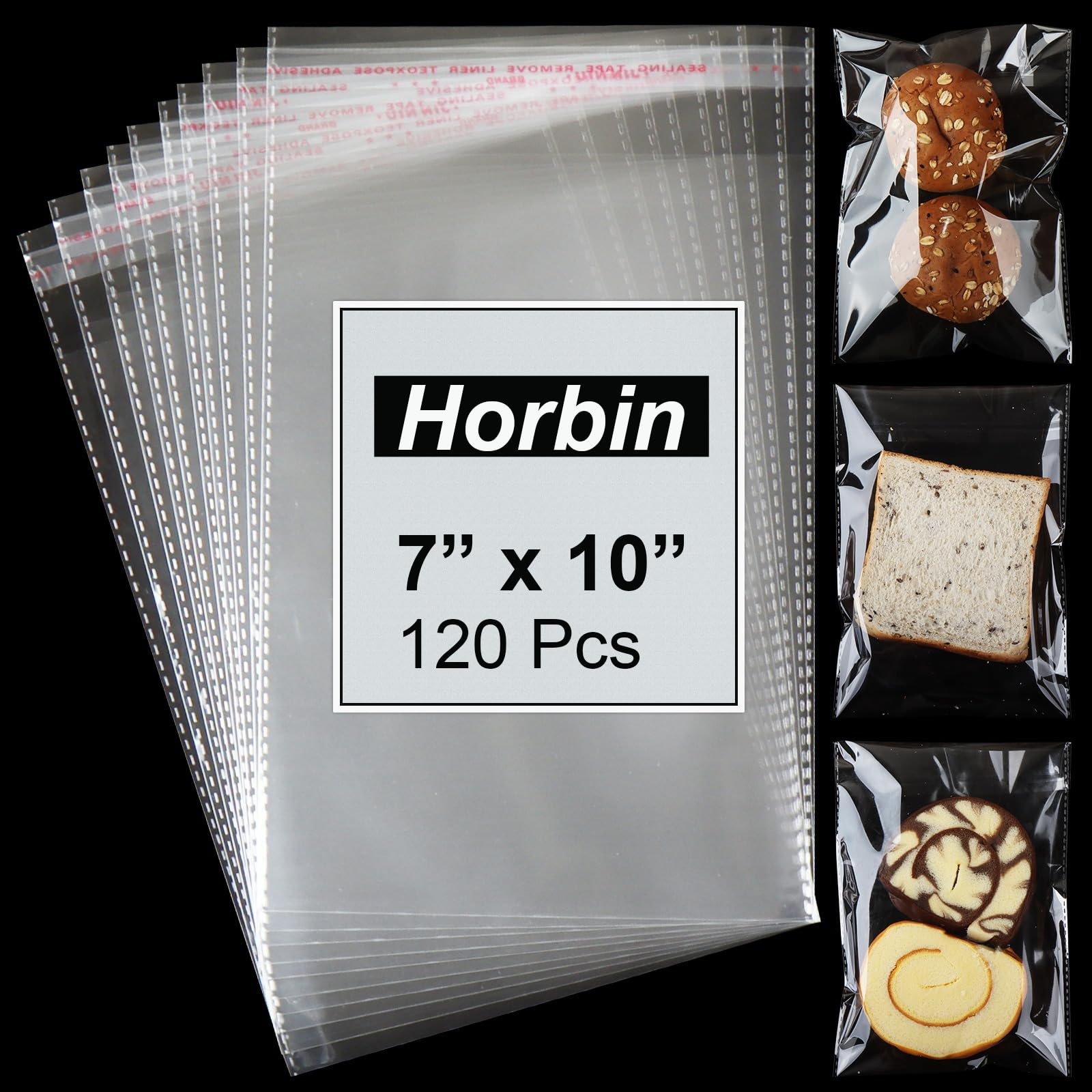 120Pcs Cellophane bags, 7x10 Self Sealing Cellophane Bags, Clear Cookie Bags, Resealable Treat Bag for Fresh Cookies, Candy, Gifts, and Product