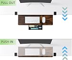 ETHU Plateau de clavier, 26.77" X 11.81" Plateau de clavier de grande taille sous le bureau avec montage à pince C Facile à installer, support de clavier d'ordinateur, plateau de clavier ergonomique pour la maison et bureau Walnut