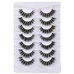Mebver Fake Lashes False Eyelashes Cat Eye Lashes Faux Mink Lashes Natural Look 8D Fluffy Wispy Lashes That Look Like Extensions Pestaas Postizas D Curl Lash Strips 7 Pairs Pack