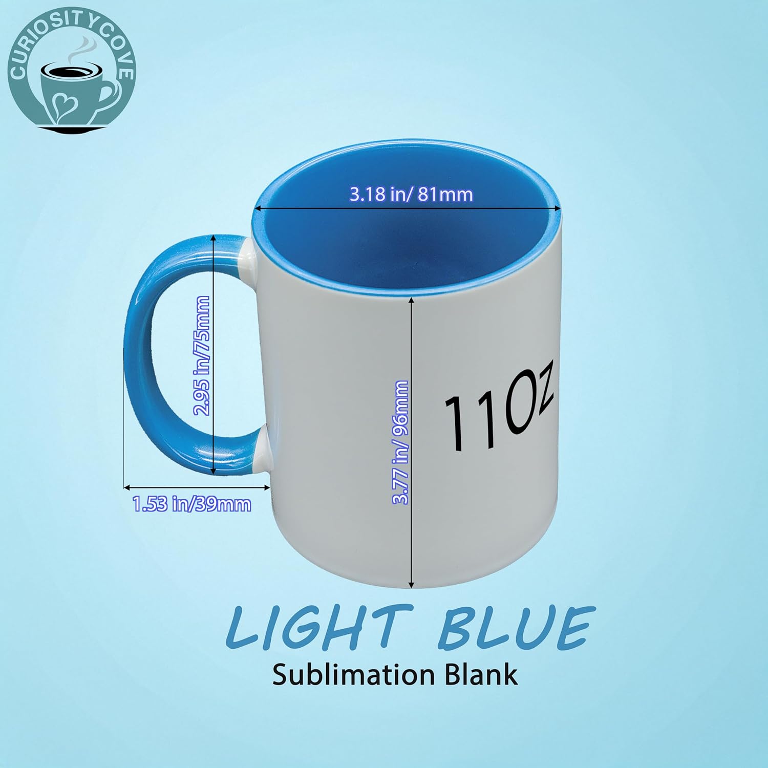 Sublimation Mugs 11 Oz, Light Blue Inner & Handle - Premium Coffee Cups for Heat Press Projects - Versatile Coffee Mug Design Ideal for Personalized Creations, 6 Piece Set
