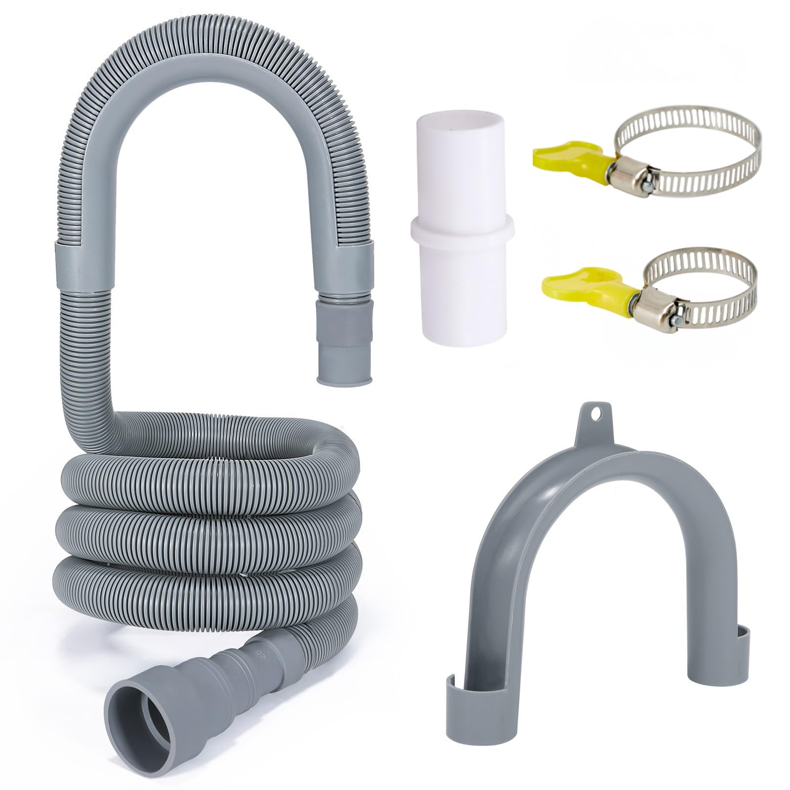 PinkCross Universal Washing Machine Drain Hose Extension, Flexible Washer & Dishwasher Hose, Portable Sink & Dehumidifier Pipe, Corrugated Plastic Hose with Clamp (3.2ft)