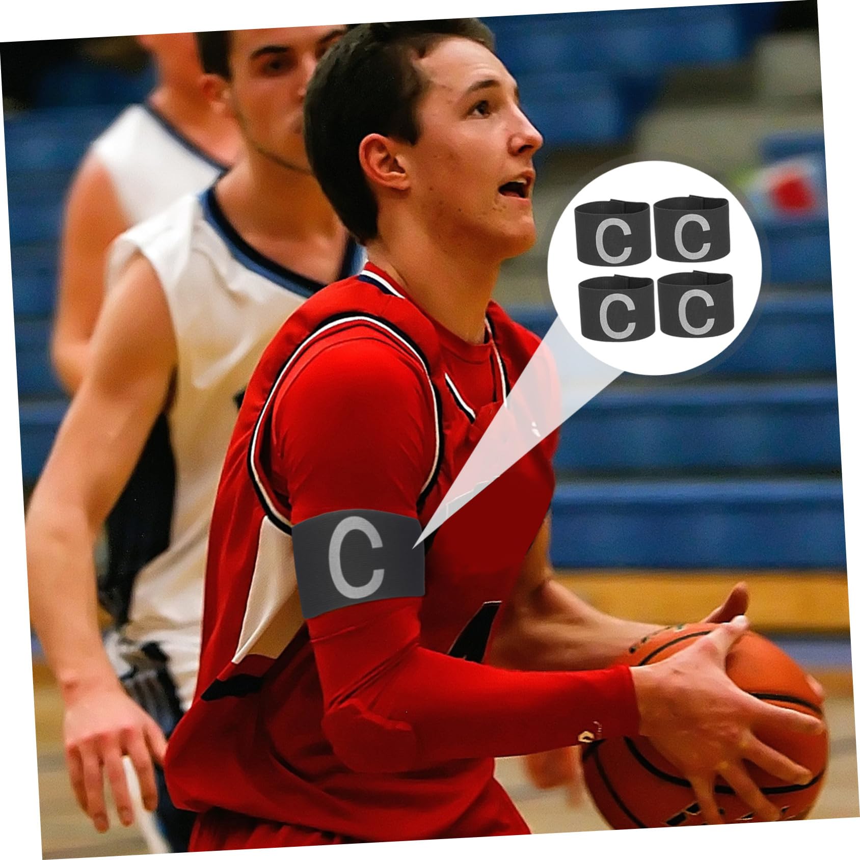 INOOMP 8Pcs Gummibänder Armbinde Ärmel Kapitäne Rot Und Trainingssport für Band Band Armbinden Zubehör Tragbar Schwarz Kapitän Erwachsene Basketball Einstellbar Team Flexibel