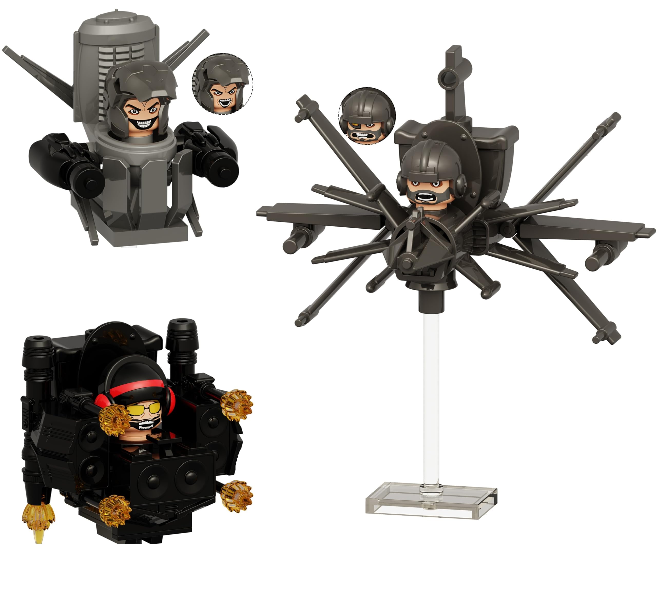 Bentex Toilet Building Set, G-Man Toilet Man Model Toys Ideas Collectible Building Bricks Birthday Gift for Adults Fans(3 PCS)