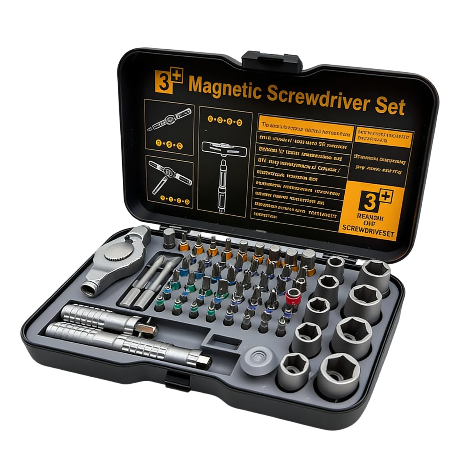 Kaccde Multipurpose 66 Piece Screwdriver Set Ideal For Computer Bicycles And Home Appliance Maintenance Tasks Ratcheting Screwdriver Set