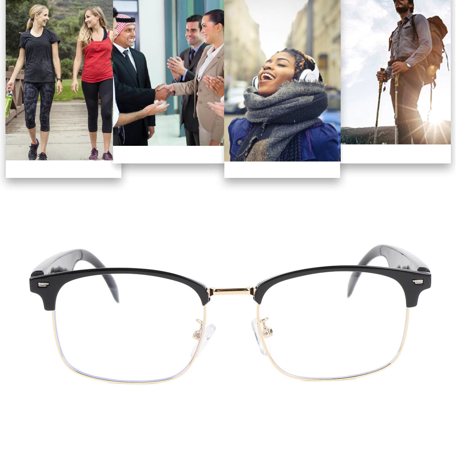 Tłumacz AI Inteligentne Okulary dla Mężczyzn Kobiety, Tłumaczenie w Czasie Rzeczywistym Okulary AI z kamerą i Bluetooth, Głośnik i Asystent Głosowy do Nauki Biznesu w Podróży