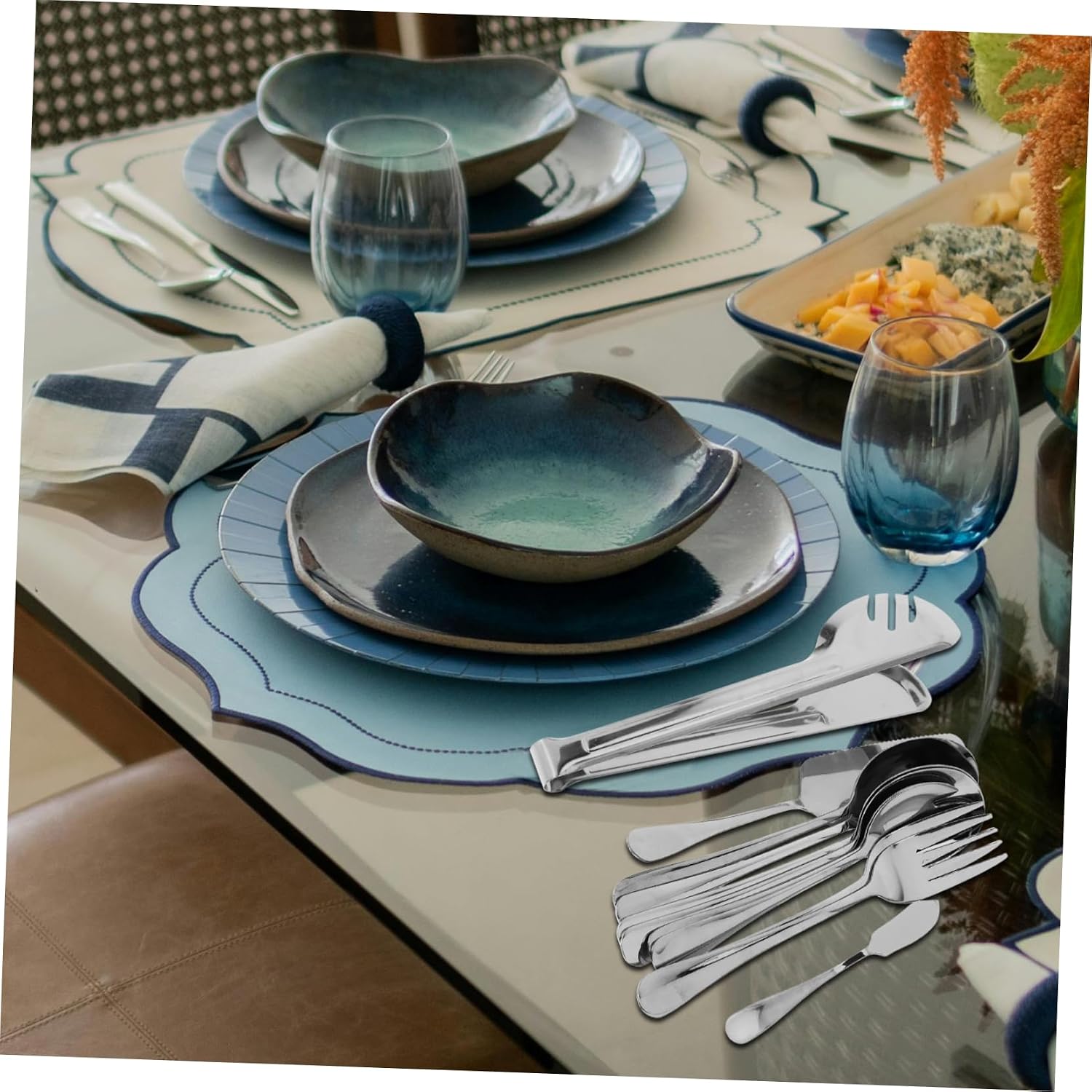 1set Stainless Steel Utensils Serving Spoons Forks Cake Server for Western Food for Parties and Events Cutlery Combination
