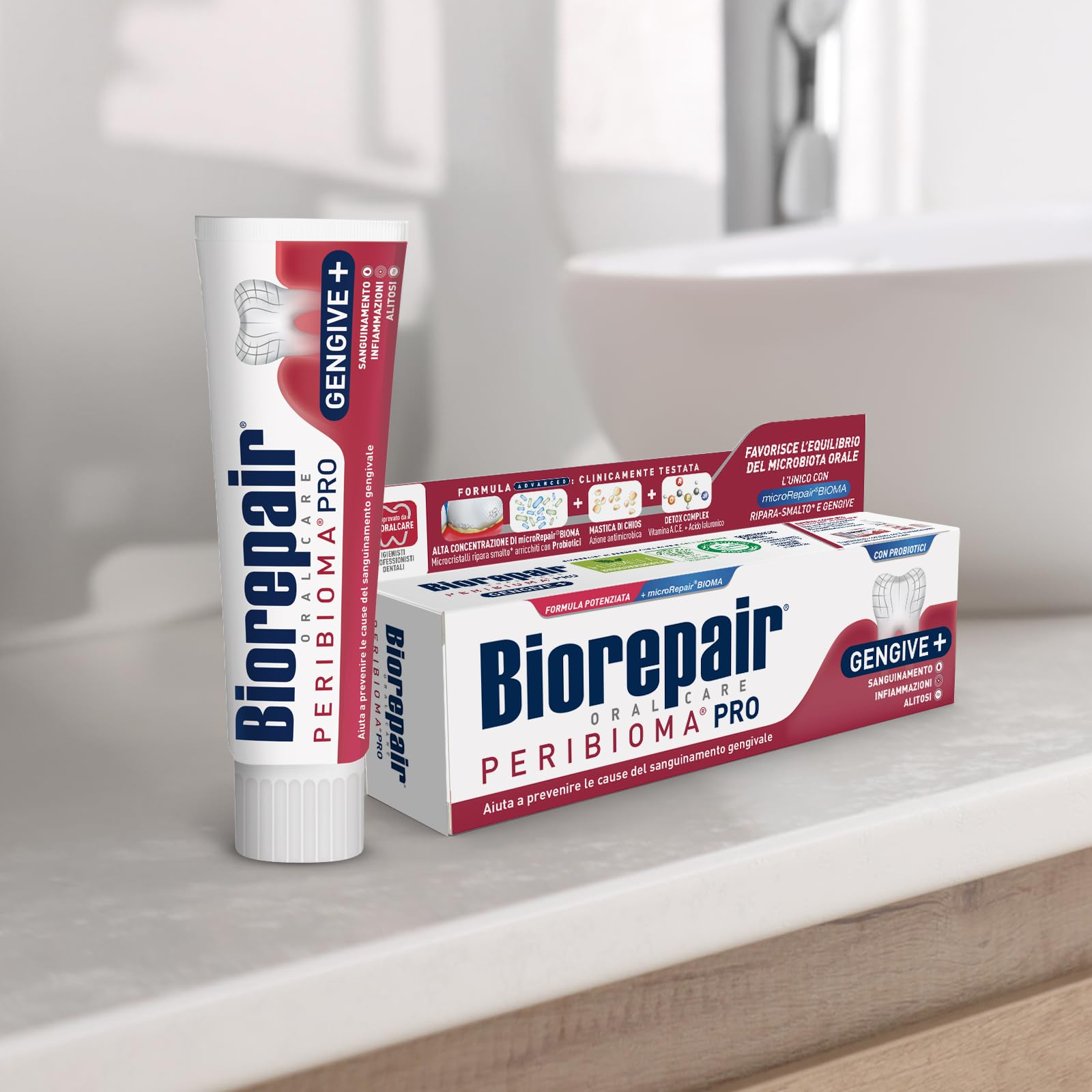 Biorepair, Peribiom Zahnpasta Pro Gingive+, 12 Packungen à 75 ml, für normale Mundmikrobiota, beugt Zahnfleischbluten vor und schützt vor Zahnfleischbelag