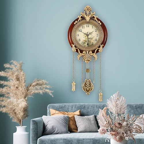 Miniatura 2 de Aero Snail Reloj de pared interior de madera vintage de 9 pulgadas con péndulo oscilante (requiere 2 pilas AA para manecillas de reloj y péndulo)