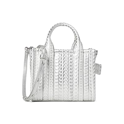 Marc Jacobs The Monogram Metallic Leather Crossbody Tote Bag Handbags Silver/Bright White, Polyester