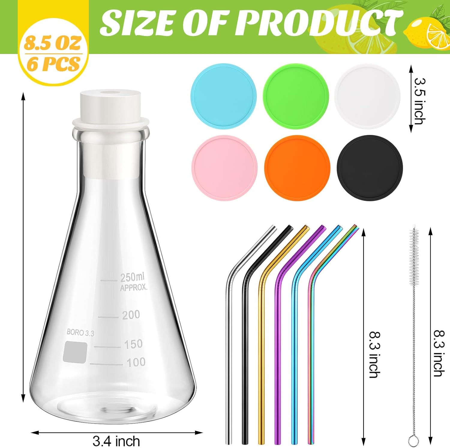 25 Pcs Lab Flask Chemistry Drinking Glasses, 6 Set 8.5 oz Chemistry Glasses Gift Clear Novelty Tumbler Scientific Beaker Mugs Flasks for Teacher Laboratory Staff(Lab Flask)