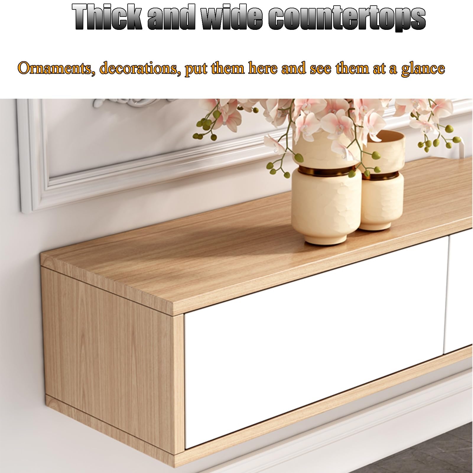 Versátil soporte de pared gris para TV, estante flotante con amplio almacenamiento, alta capacidad de carga, se adapta a la mayoría de televisores (100 x 22 x 21 cm), ideal para decoración de sala de