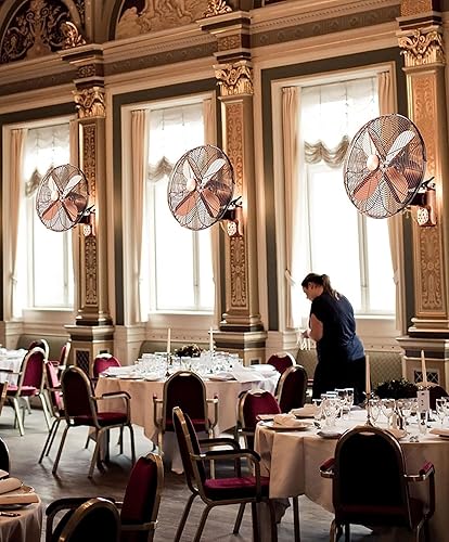 Miniatura 3 de Ventilador oscilante montado en la pared,Ventilador retro de metal para talleres,Ventilador oscilante de 90 grados con control remoto,Ventilador de