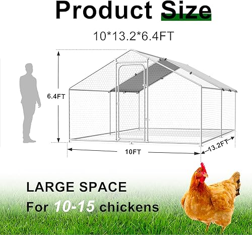 Miniatura 7 de Jaula grande de metal para gallinero de corral, corral para perros con cubierta impermeable y anti-ultravioleta para uso en granja al aire libre