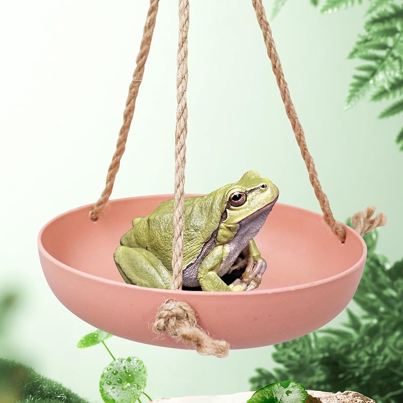 Balanço de Sapo para Répteis e Anfíbios Neeenn, Brinquedo de Escalada com Ventosa para Terrário, Rosa Pequeno