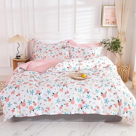 Amazon Hongf8 ベッドカバー おしゃれ かわいい 4点セット シーツカバー ダブル 新生活 新居祝い 掛け布団カバー セミダブル ベッド カバー 寝具カバーセット スタイル 2 2mseta 布団カバー シングル コットン 吸湿通気 速乾性 丸洗いok 防ダニ 一人暮らし 敷きふとん
