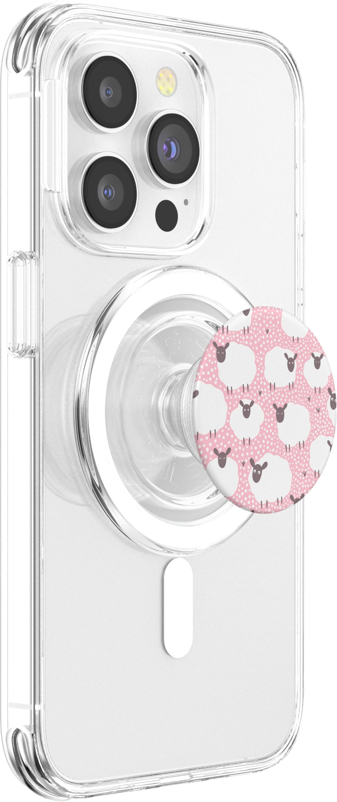 Cute Sheep Fam Animal on Pink PopSockets PopGrip: Swappable Grip for Phones & Tablets PopSockets PopGrip for MagSafe - Image 4