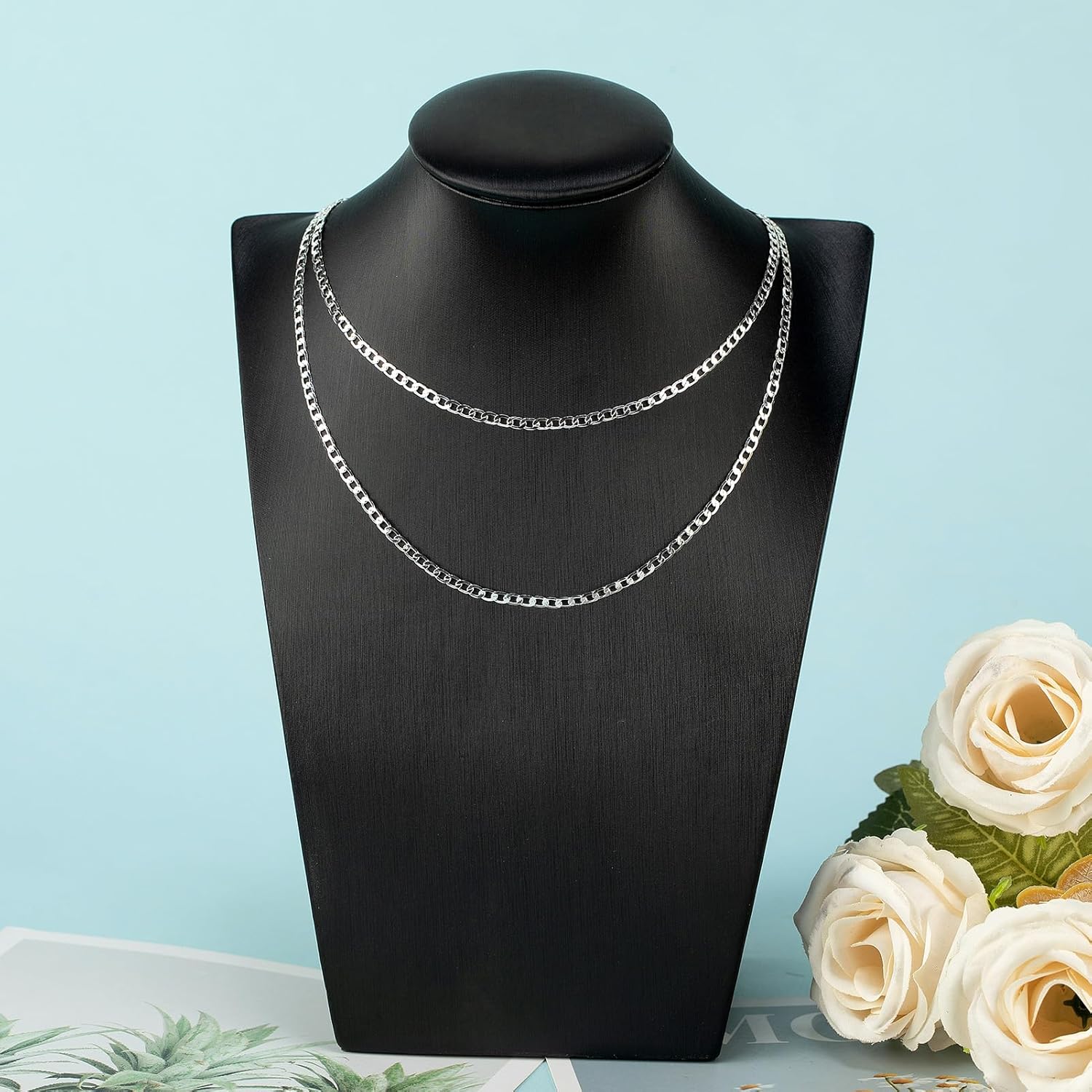 UMAOKANG 16.4 Feet Silver Cuban Chains for Jewelry Making Silver Plated Brass Necklace Chain on Spool with Jump Rings and Lobster Clasps - Image 7