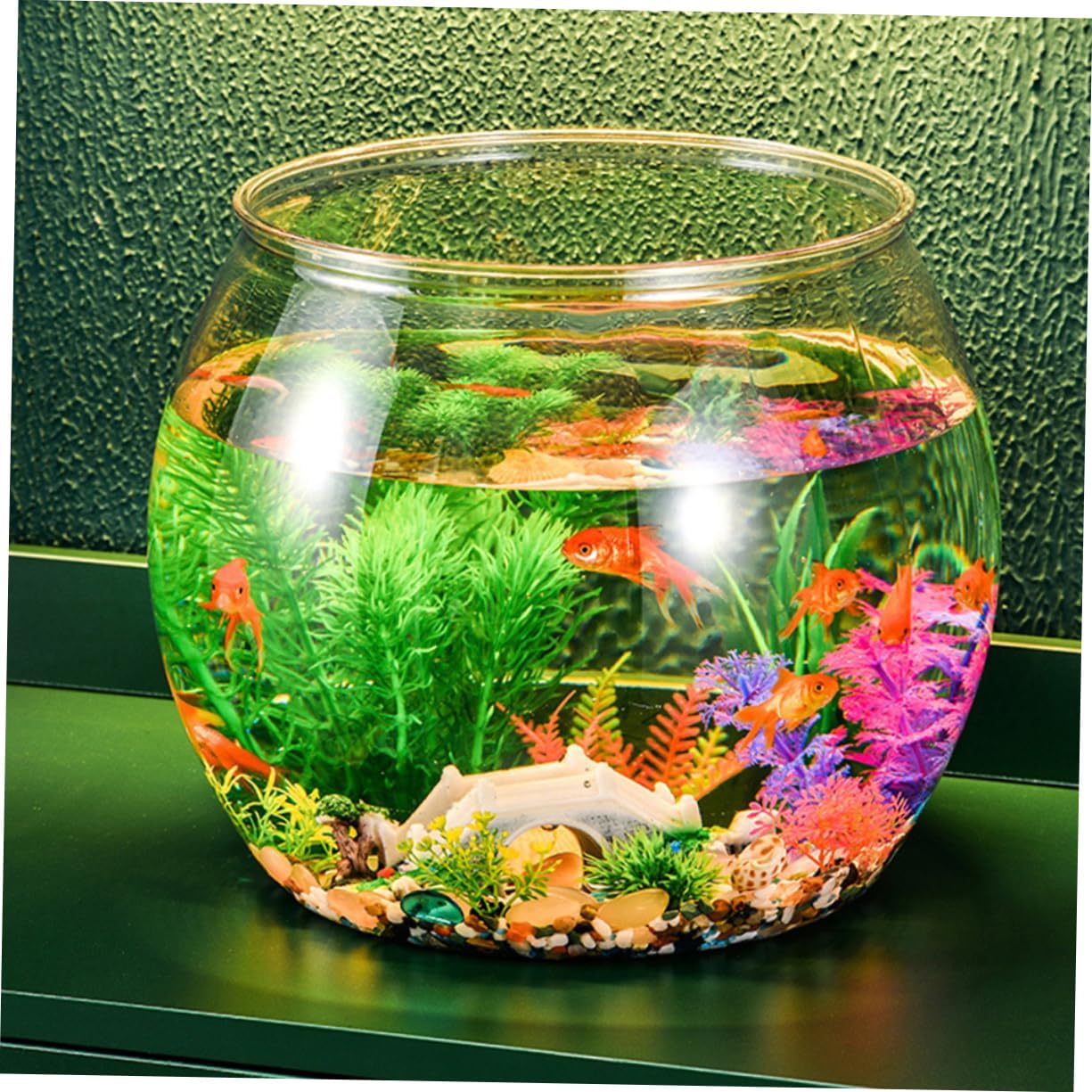 MERRYHAPY Transparent Round Fish Bowl for Betta Fish and Small Turtles Shatterproof Plastic Aquarium Versatile Hydroponic Planter for Decor