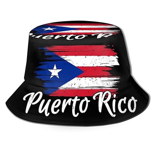 Unisex Puerto Rico Flag Bucket Hat Summer Outdoor Fisherman Cap