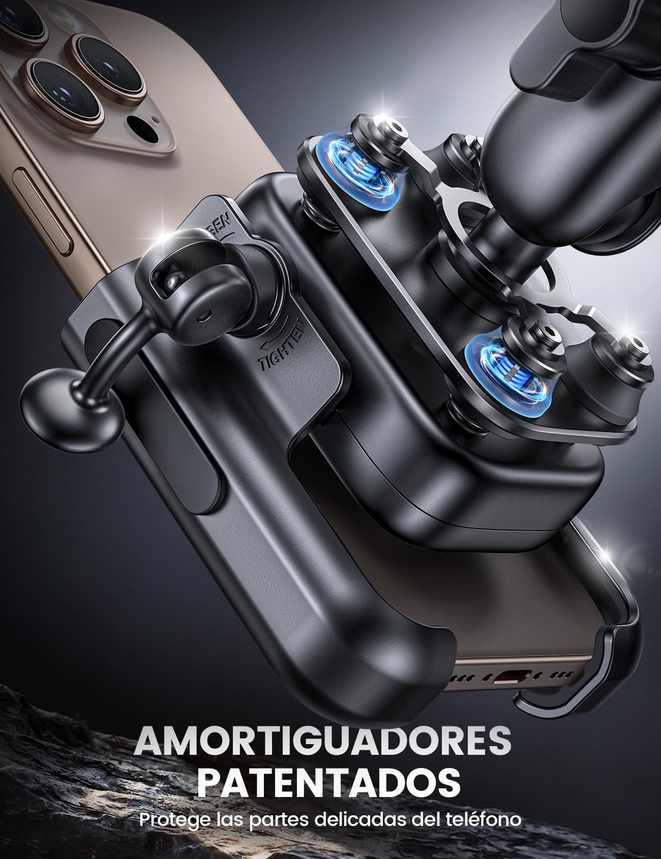 Lamicall Soporte Móvil Moto - [Metal Completo] [Brazo Extensible] [Antivibración] Antirrobo, Soporte Móvil Bicicleta de Manillar, 2 x 360° Rotación, para iPhone 17 16 y Otro Smartphone de 4,7-7,2"